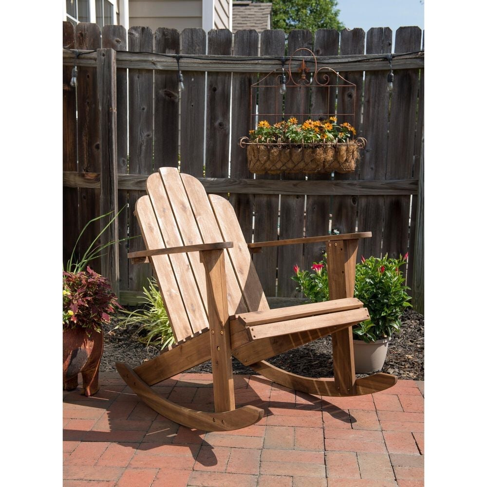 Linon Home Decor Adirondack Patio Rocking Chair in Acorn, , large