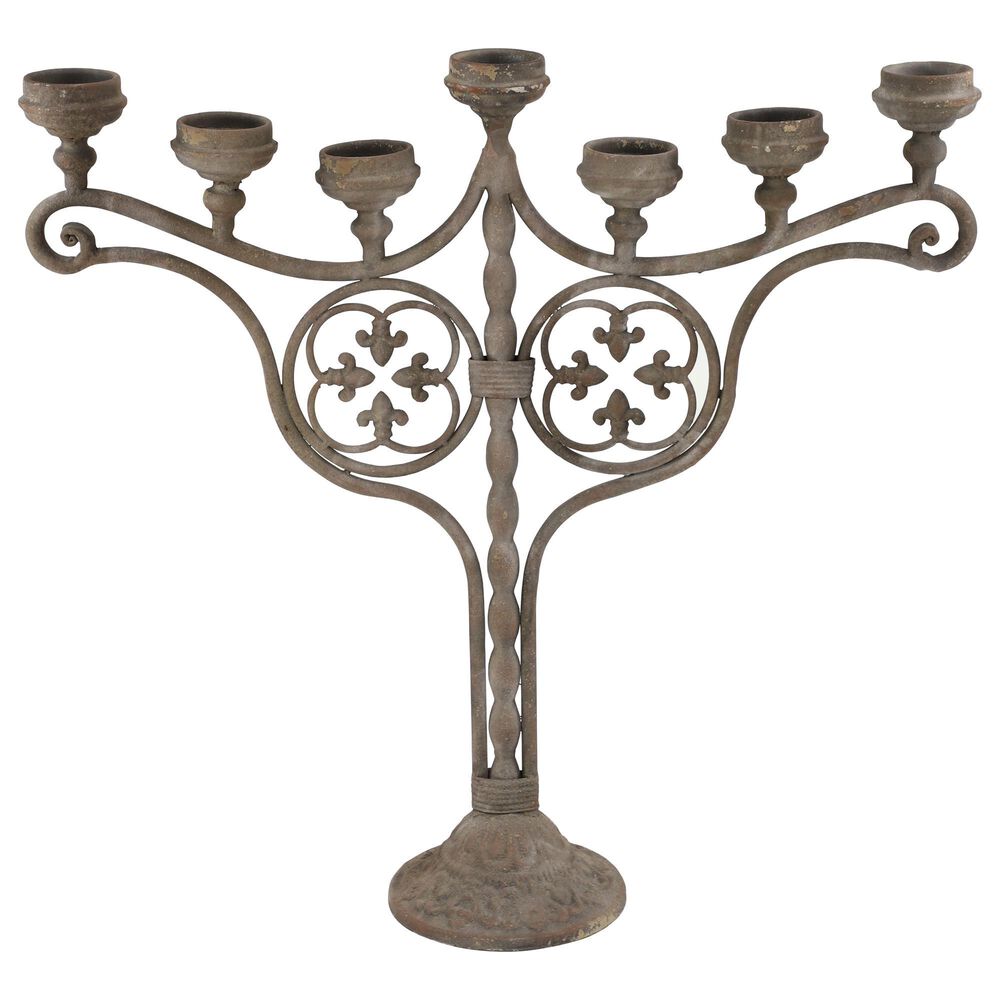 Maple and Jade 7-Light Vintage Scrolled Candelabra in Light Brown, , large