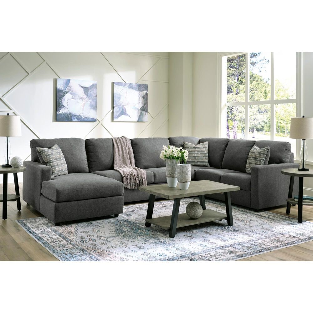 Ashley Edenfield 3-Piece Left Facing Sectional with Chaise in Charcoal, , large