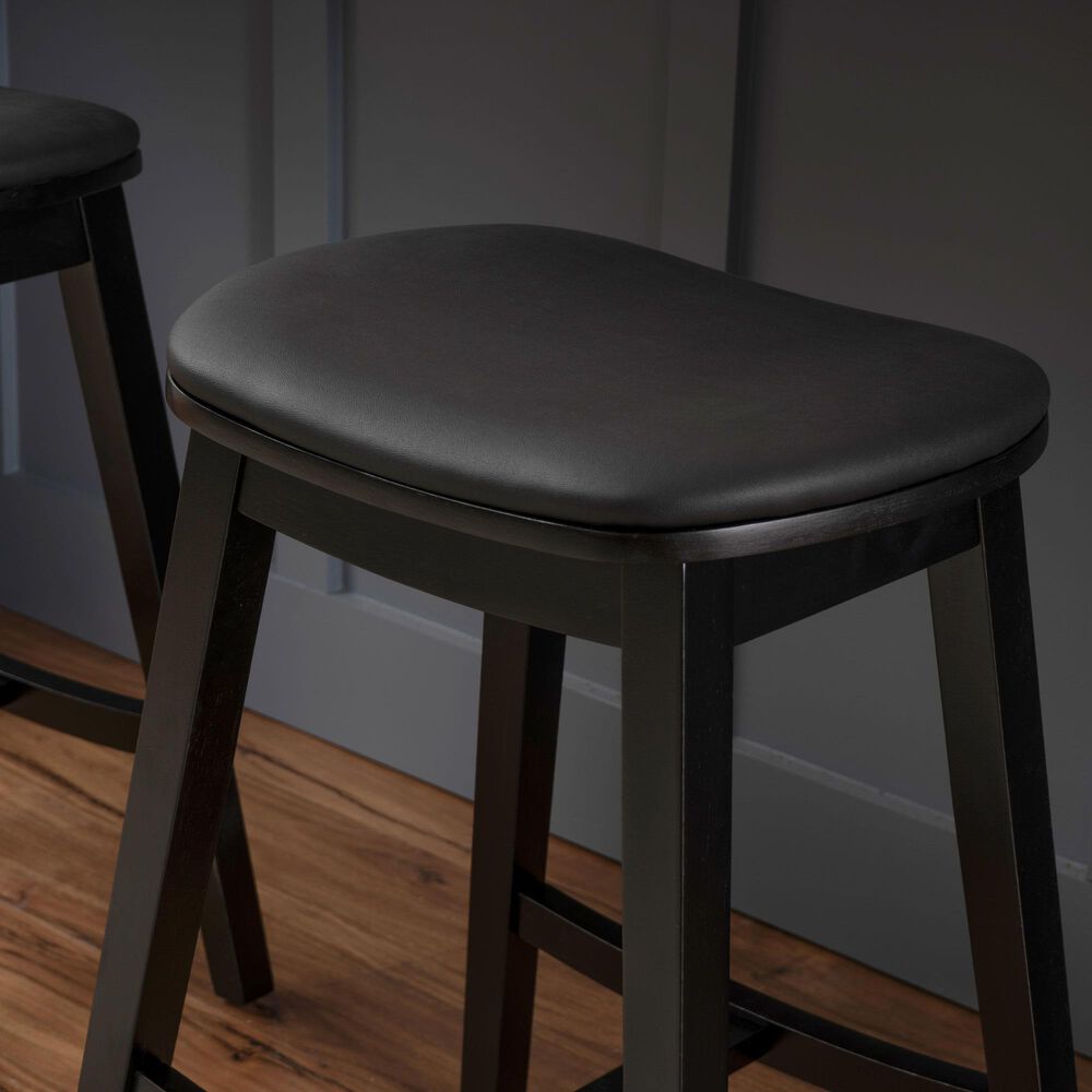 Linon Home Decor Culver Counter Stool with Black Cushion in Black (Set of 2), , large