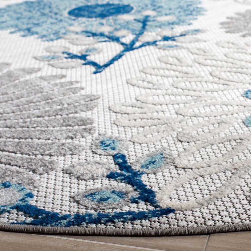 Safavieh Cabana CBN832F 3&#39; Round Grey and Blue Indoor/Outdoor Area Performance Rug, , large