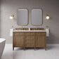 James Martin Brittany 60" Double Bathroom Vanity in Pecan with 3 cm White Zeus Silestone Top and Rectangular Sinks, , large