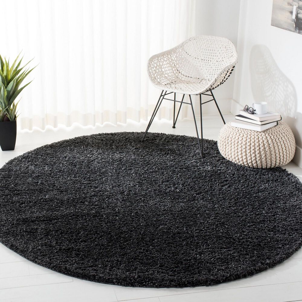 Safavieh August Shag AUG900H 9&#39; Round Charcoal Area Rug, , large