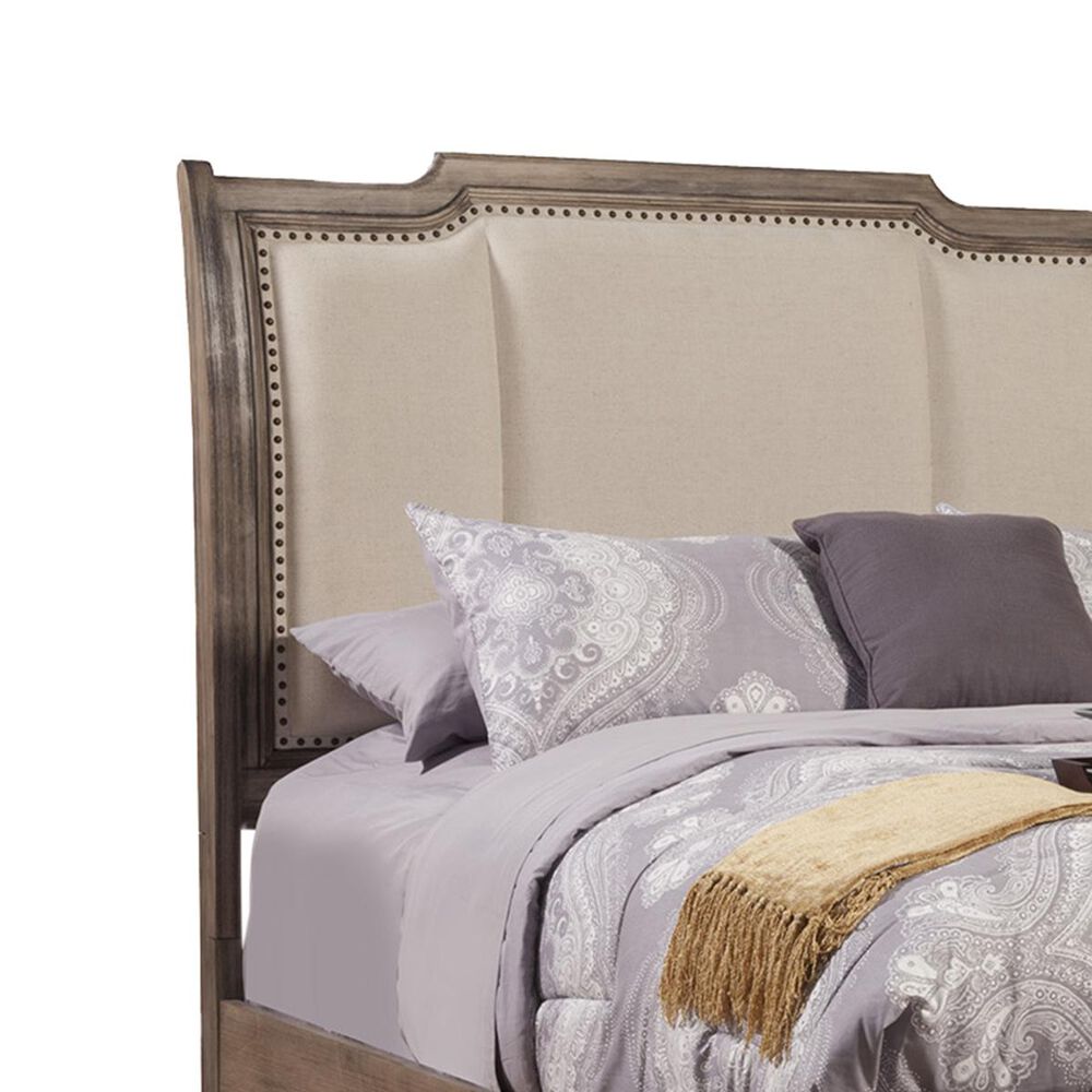 Alpine Furniture Melbourne Queen Bed with Upholstered Headboard in