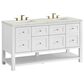 James Martin Vanities Breckenridge 60" Double Bathroom Vanity in Bright White with 3 cm Eternal Jasmine Pearl Silestone Top, Rectangular Sinks and FreePower Wireless Charger, , large