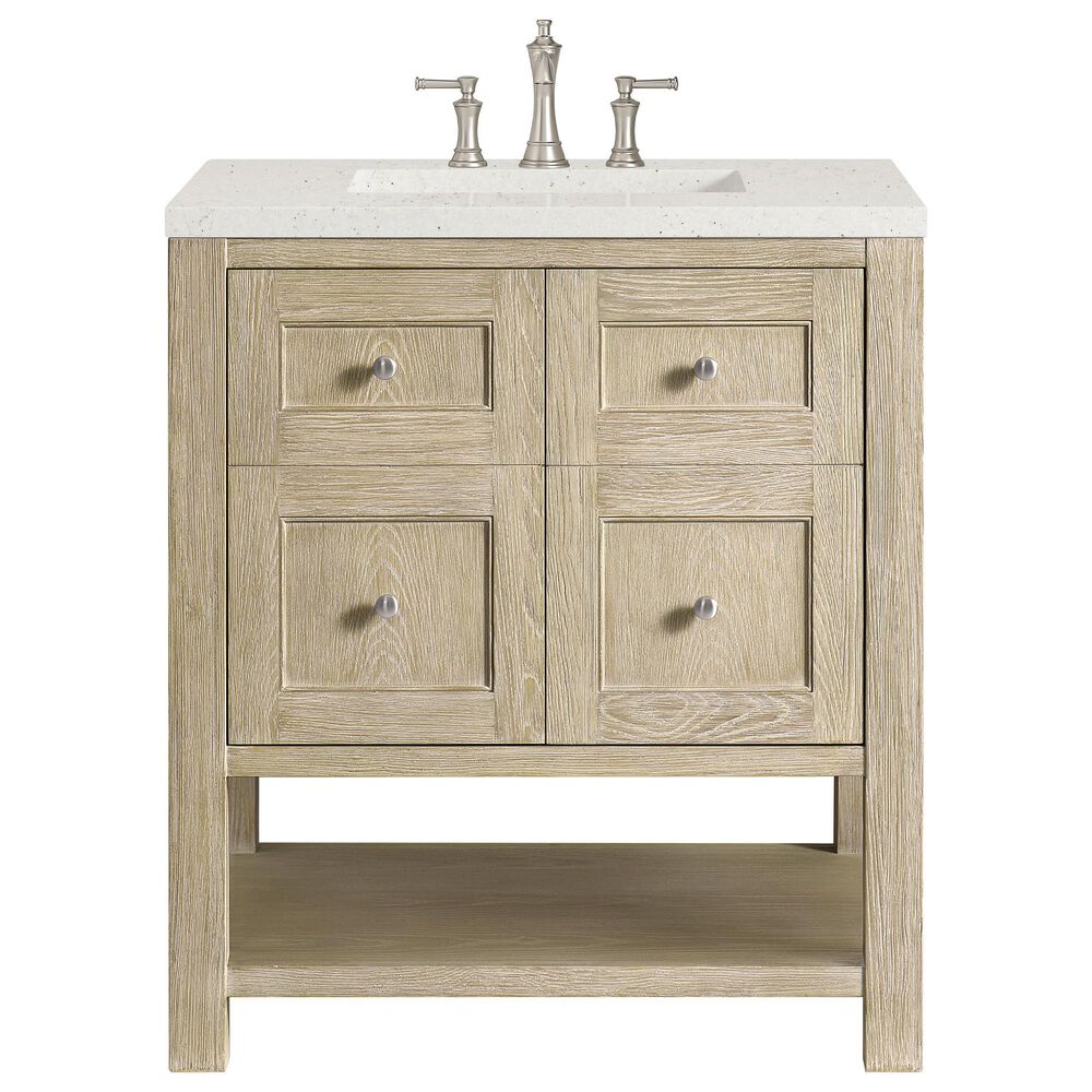 James Martin Vanities Breckenridge 30&quot; Single Vanity in Whitewashed Oak with 3 cm Lime Delight Quartz Top, , large
