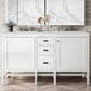 James Martin Vanities Addison 60" Double Bathroom Vanity in Glossy White with 3 cm Lime Delight Quartz Top and Rectangular Sinks, , large