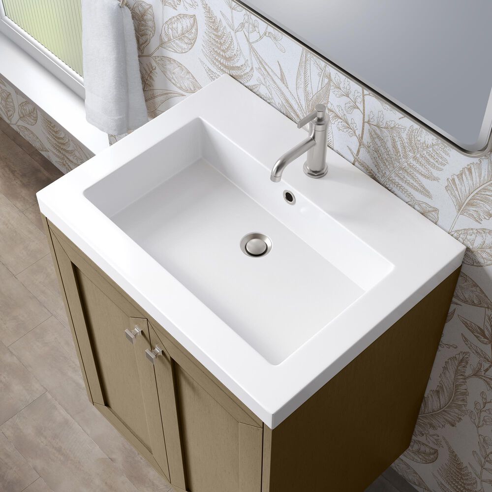 James Martin Vanities Chianti 24" Single Bathroom Vanity in Walnut Whisper with 2 cm White Glossy Composite Stone Top and Rectangular Sink, , large
