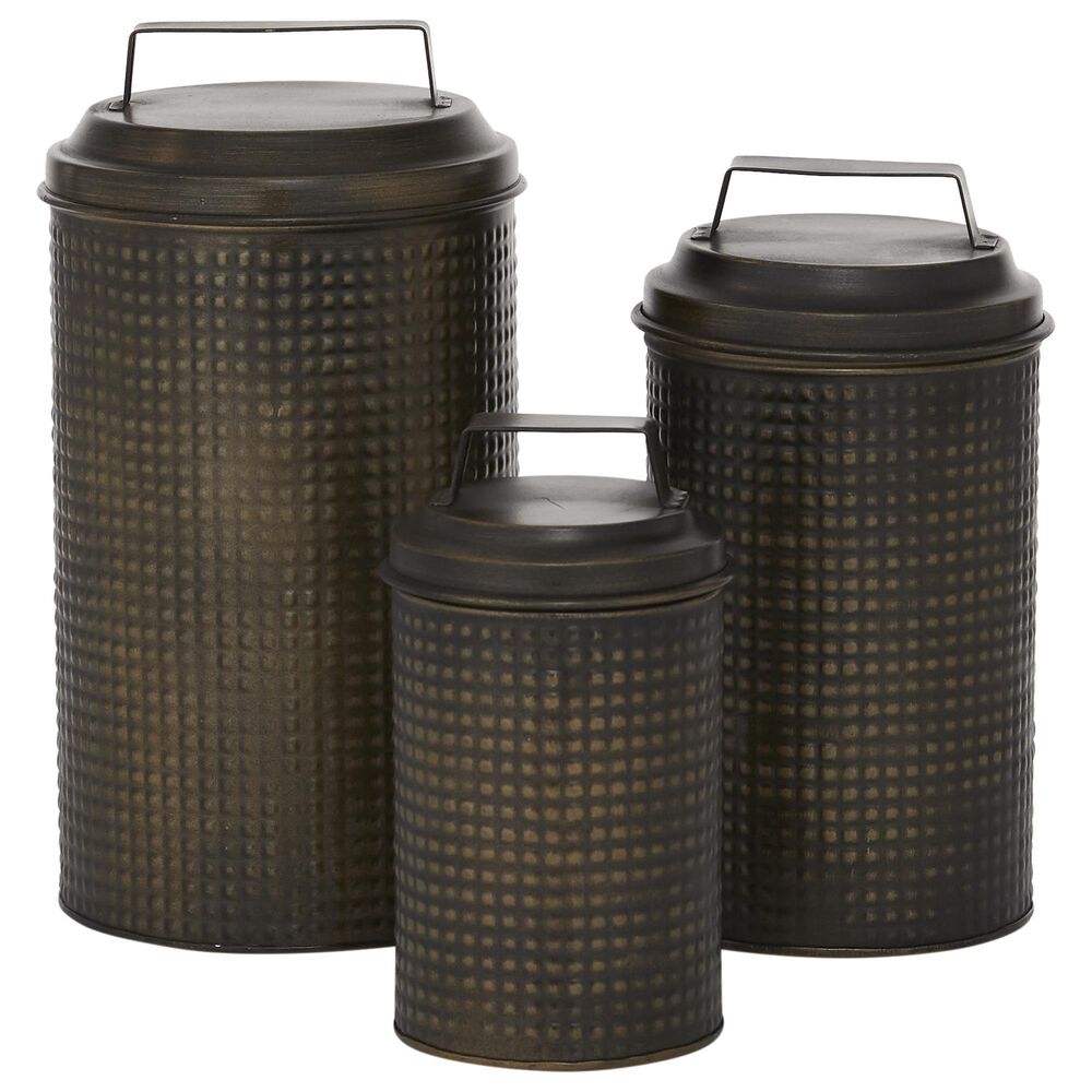 Maple and Jade Farmhouse Metal Canisters in Black (Set of 3), , large