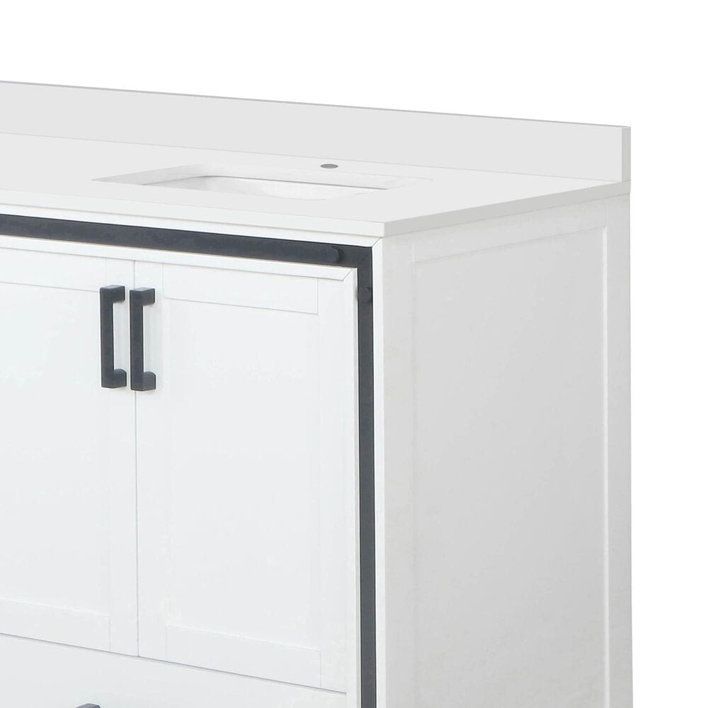 Lexora Home Ziva 60&quot; Double Bathroom Vanity in White with 2 cm White Quartz Top and Rectangular Sinks, , large