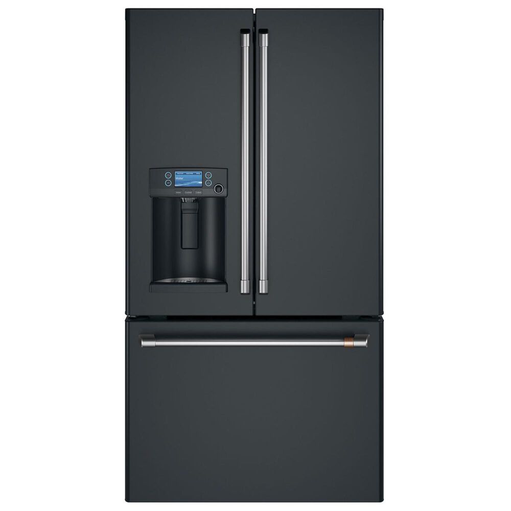 Cafe 22.2 Cu. Ft. Counter Depth French Door Refrigerator in Matte Black with Brushed Stainless Handle, , large