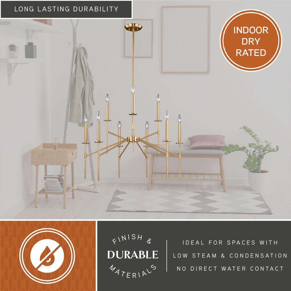 Vaxcel Kedzie 9-Light Chandelier in Natural Brass, , large