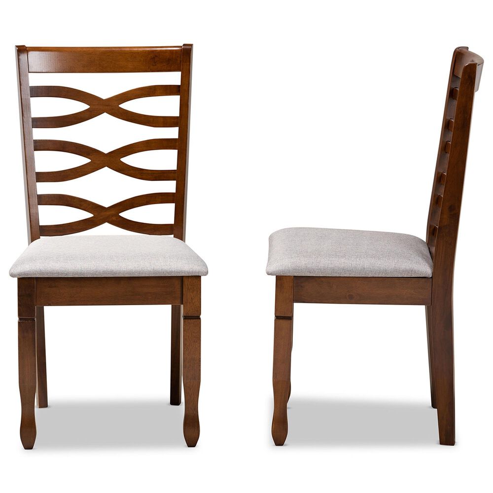 Baxton Studio Lanier Side Chair with Grey Cushion in Walnut Brown (Set of 2), , large