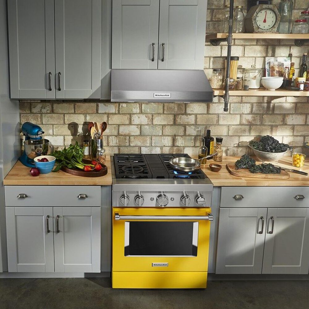 KitchenAid 4.1 Cu. Ft. Freestanding Dual Fuel Range with True Convection in Yellow Pepper