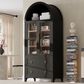 HOMLUX 71" Arched Kitchen Pantry Cabinet in Black, , large
