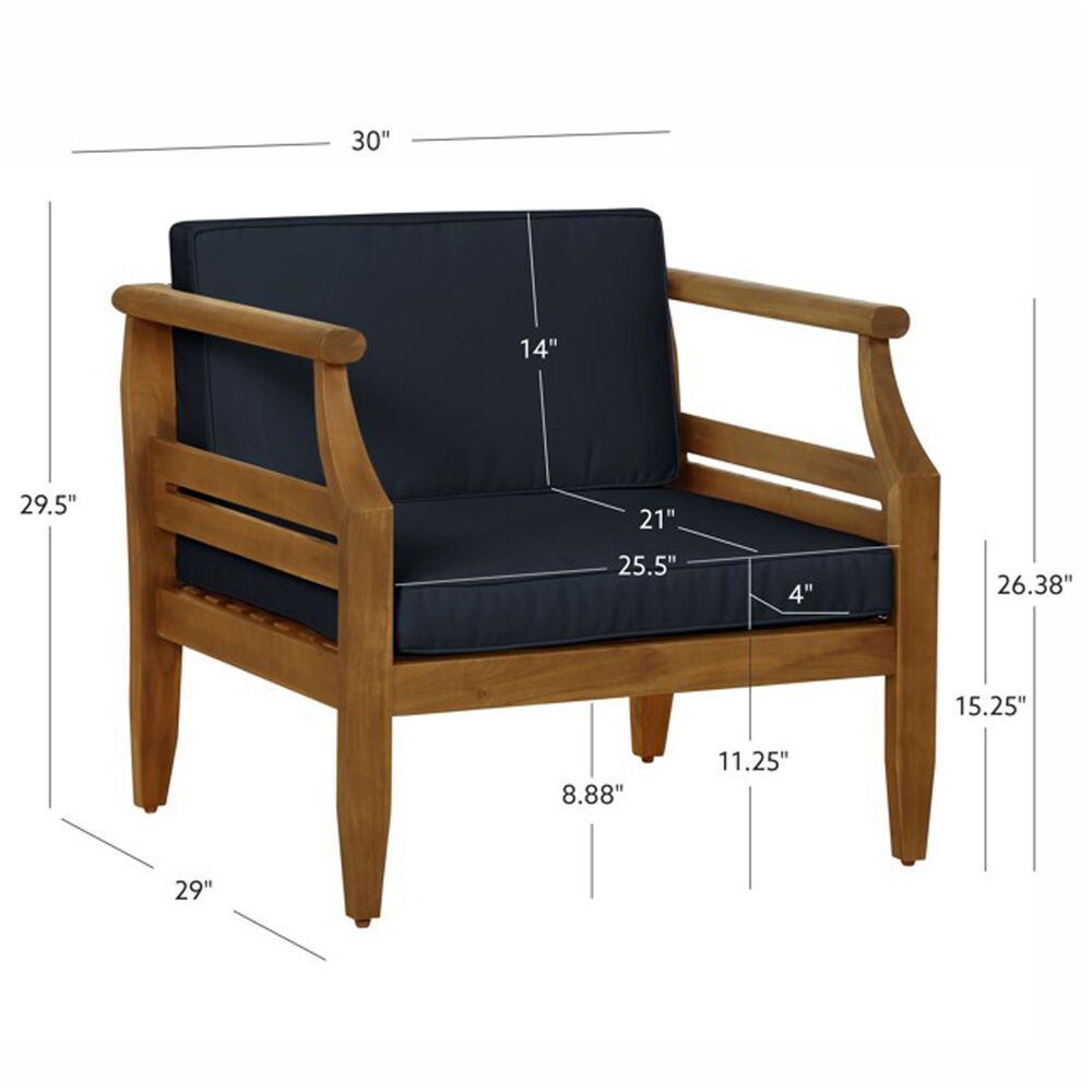Linon Home Decor Arlen Patio Arm Chair in Navy, , large