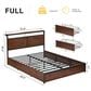 HOMLUX Full 4-Drawer Storage Bed with LED Headboard in Rustic Brown, , large
