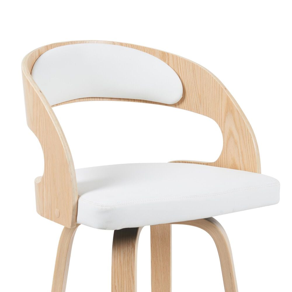 Armen Living Shelly Swivel Bar Height Stool in Oak, , large
