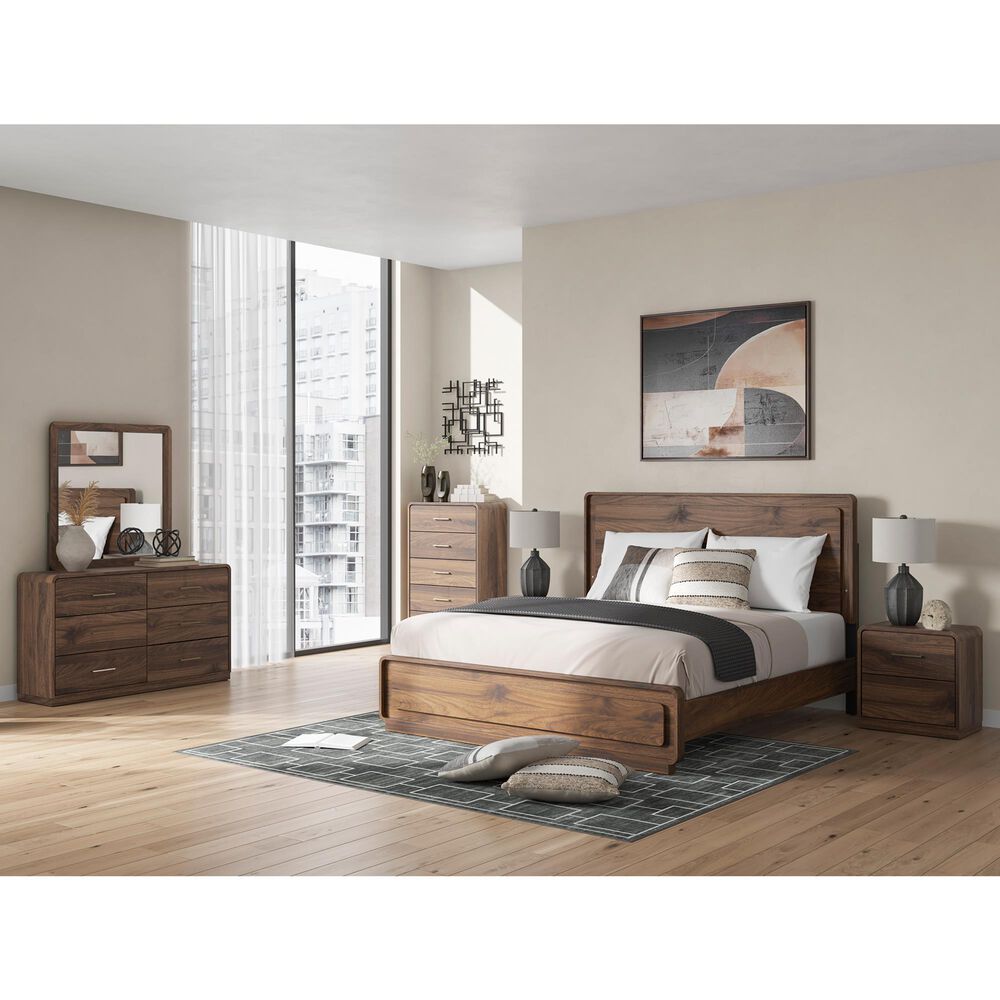 Ashley Fortlorn 6-Drawer Dresser and Mirror in Walnut Brown, , large