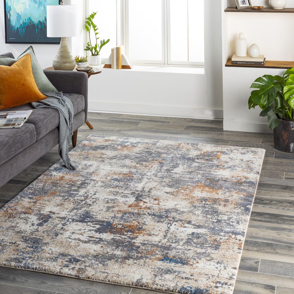 Surya Tuscany TUS-2325 6&#39;7&quot; x 9&#39;6&quot; Gray, Blue and Camel Area Rug, , large