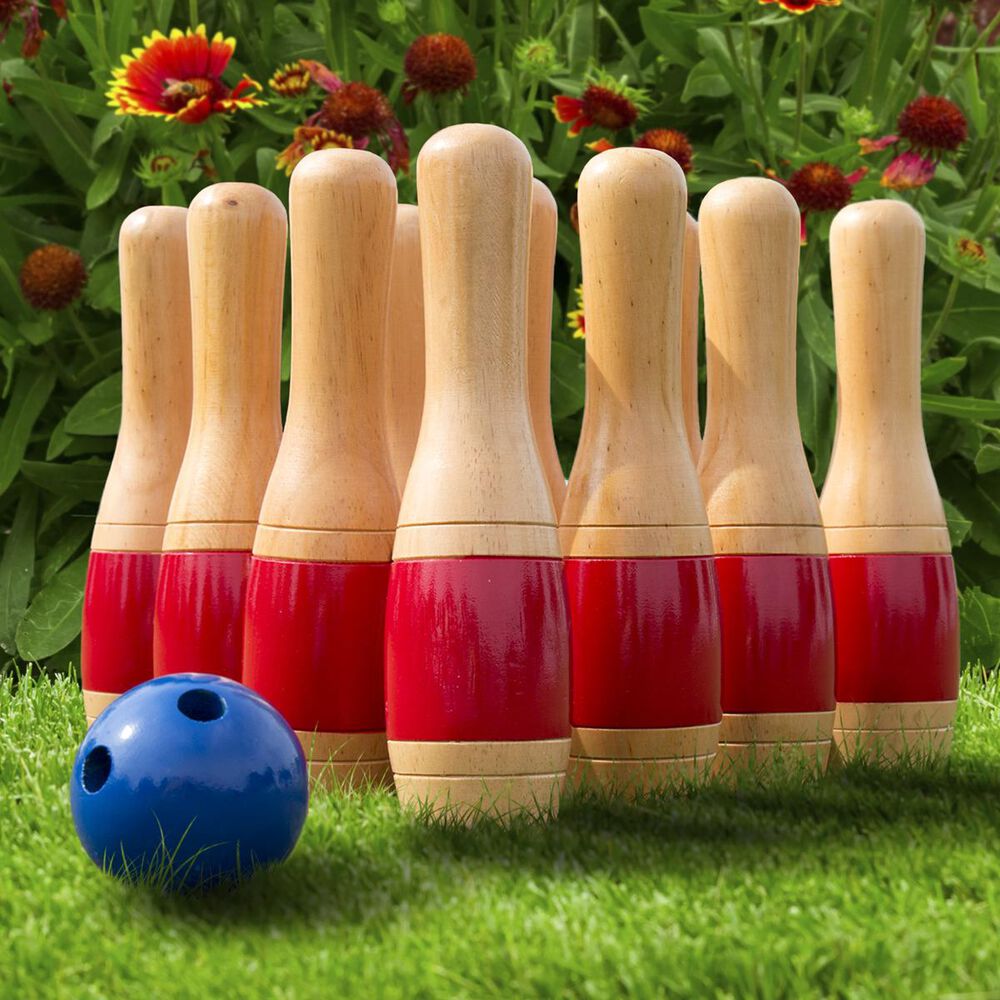 Timberlake Hey! Play! 11 Inch Wooden Lawn Bowling Set in Red, , large