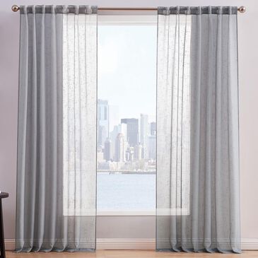 Pem America Style 212 Sheer 2-Piece 50" x 84" Window Panel Pair in Grey, , large