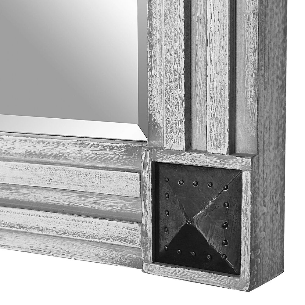 Uttermost Manor Mirror in White Wash, Gray and Dark Bronze, , large