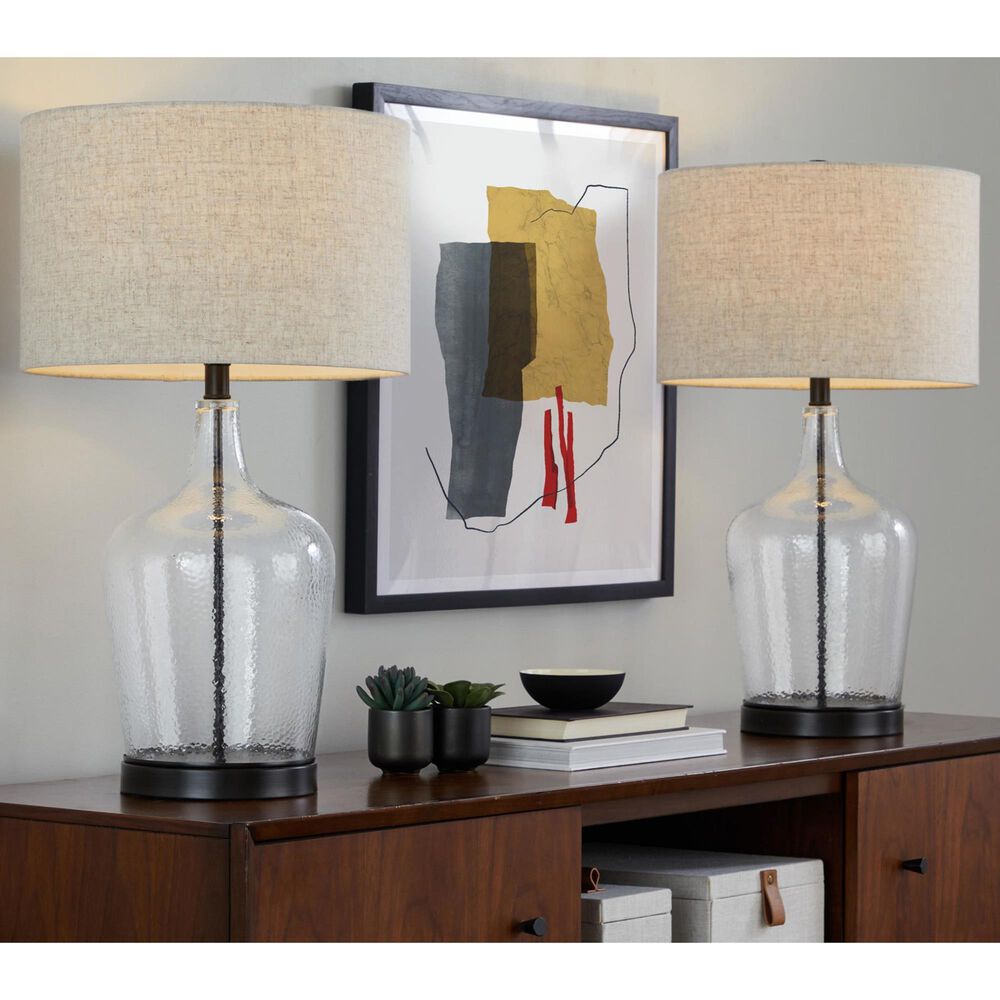 LumiSource Botella Glass Table Lamp in Clear and Oil Bronze (Set of 2), , large