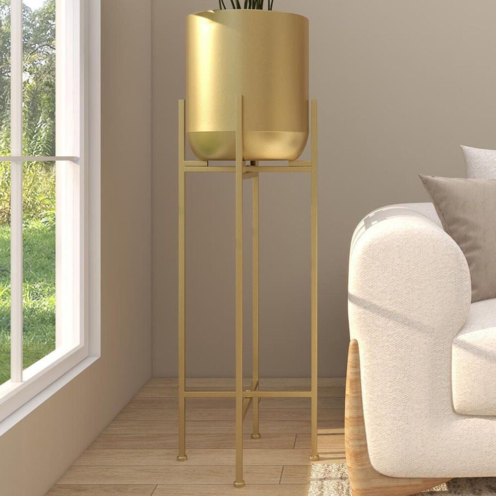 Maple and Jade 41&quot; Dome Planter with Removable Stand in Satin Gold, , large