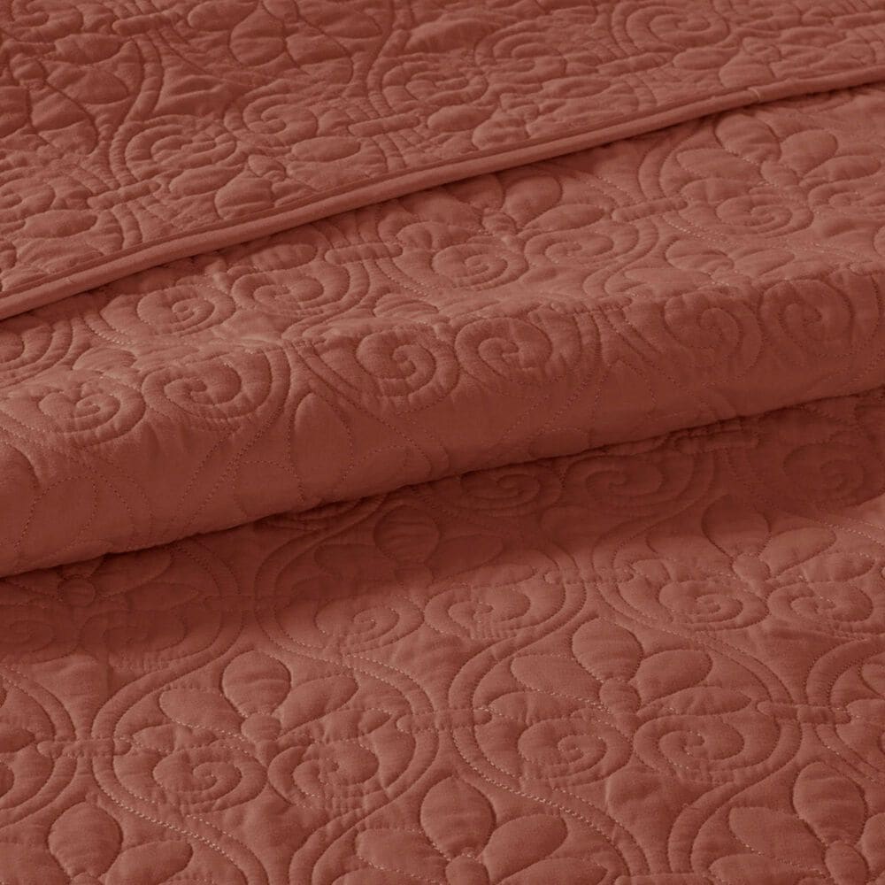 Hampton Park Quebec 3-Piece Full/Queen Quilt Set in Clay Red, , large