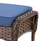 Hearth and Haven Patio Wicker Ottoman with Brown Rattan in Blue (Set of 2), , large