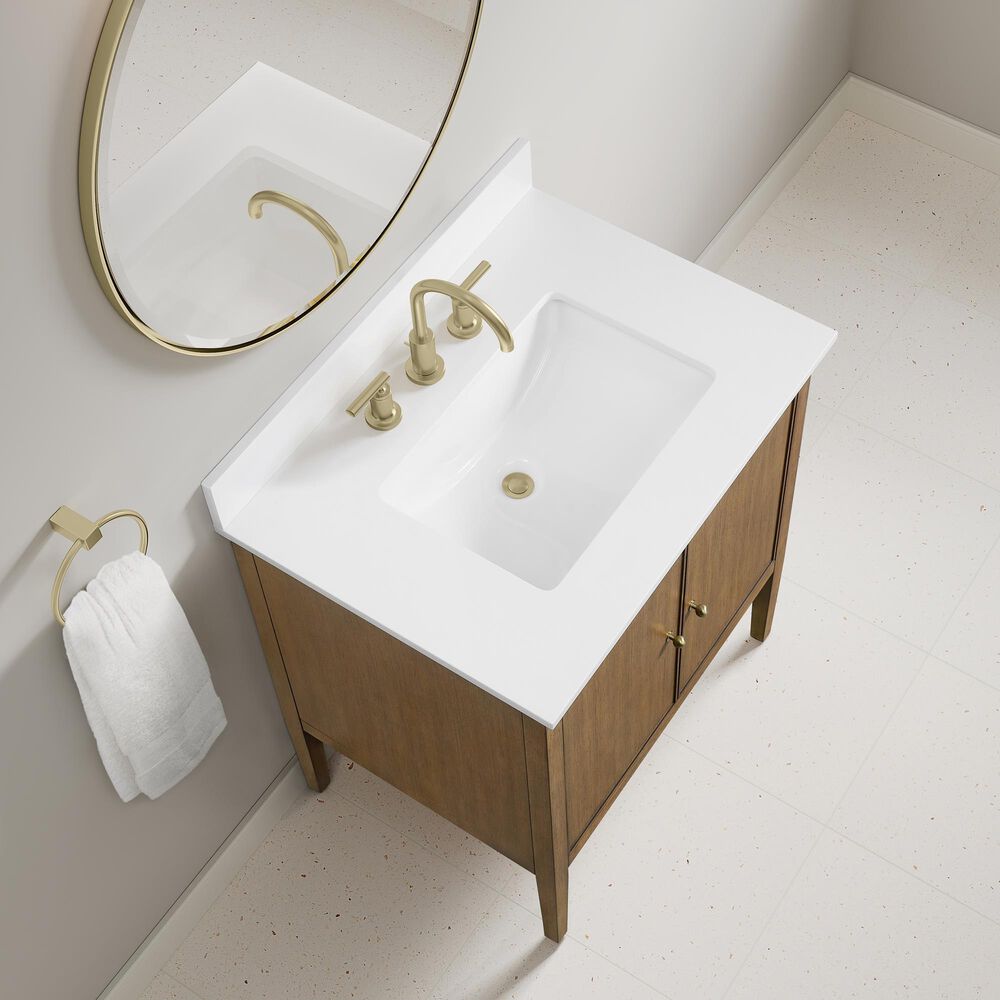 37B Heston 30" Single Bathroom Vanity in Kona with White Composite Stone Top and Backsplash, , large
