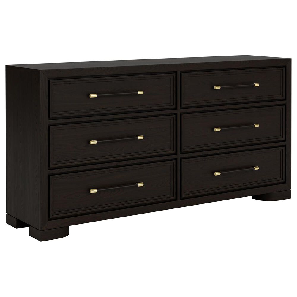 Riverside Furniture Lydia 6-Drawer Dresser and Mirror in Dark Cabernet, , large