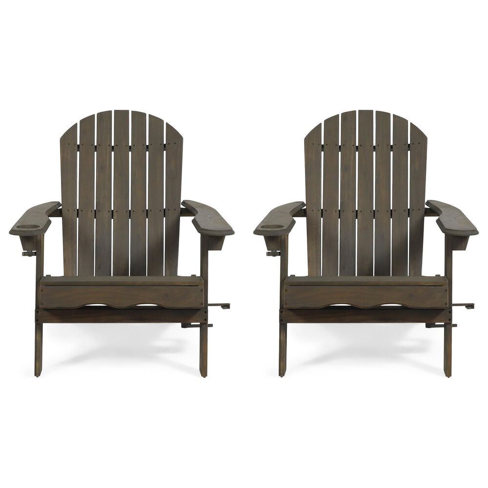 Noble House Bellwood Patio Adirondack Chair in Grey &#40;Set of 2&#41;, , large