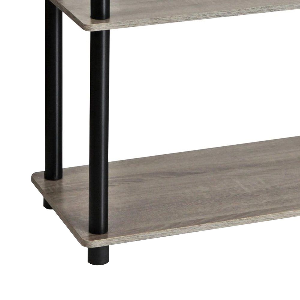 HOMLUX 3-Tier Compact Open Storage Bookshelf in French Oak and Black, , large