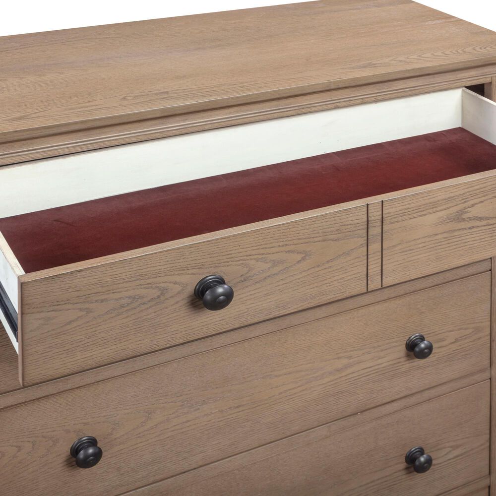 Riva Ridge Oxford 5-Piece King Panel Storage Bedroom Set in Tan with USB Ports, , large