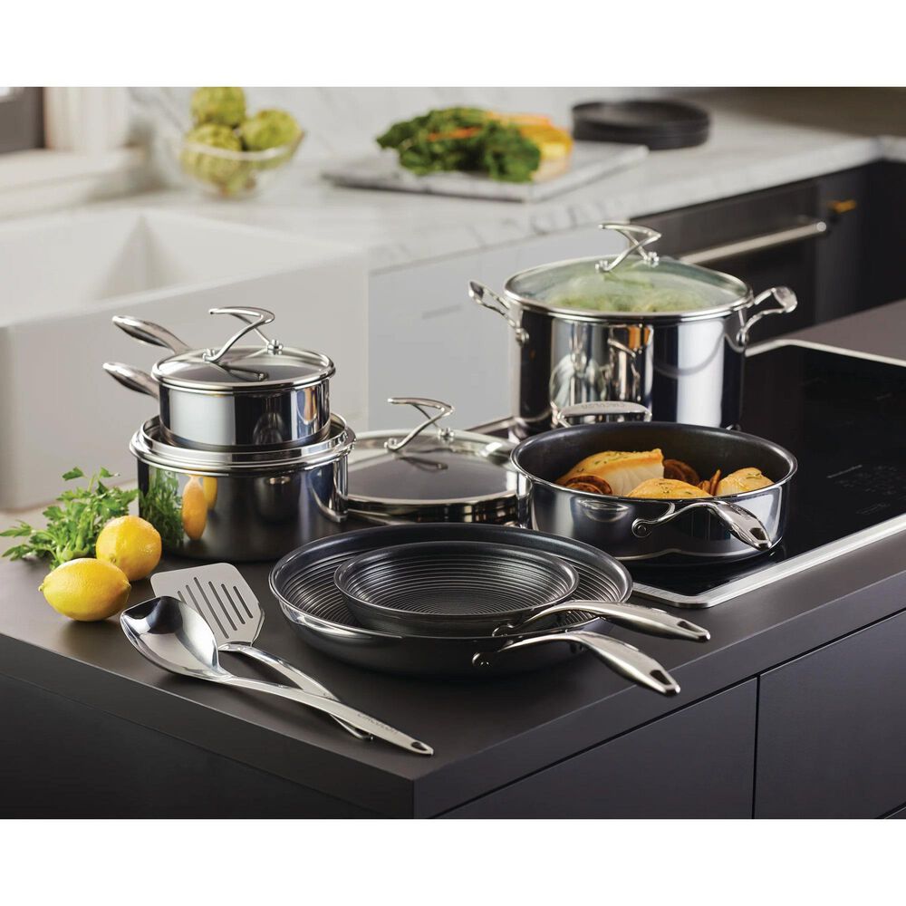 Circulon 10-Piece Tri-Ply Clad Nonstick Cookware Set with 2-Piece Bonus Utensil Set in Stainless Steel, , large