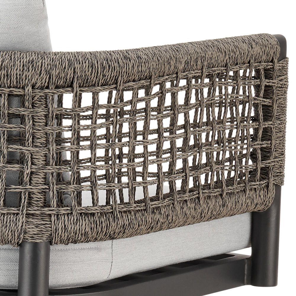 Blue River Alegria Patio Swivel Counter Height Bar Stool with Light Gray Cushion in Black, , large