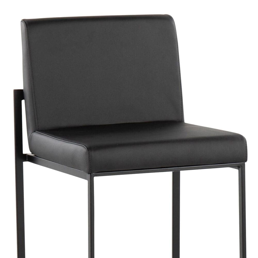 Lumisource Fuji Stackable Barstool with Black Faux Leather Cushion in Black &#40;Set of 2&#41;, , large