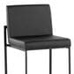 Lumisource Fuji Stackable Barstool with Black Faux Leather Cushion in Black (Set of 2), , large