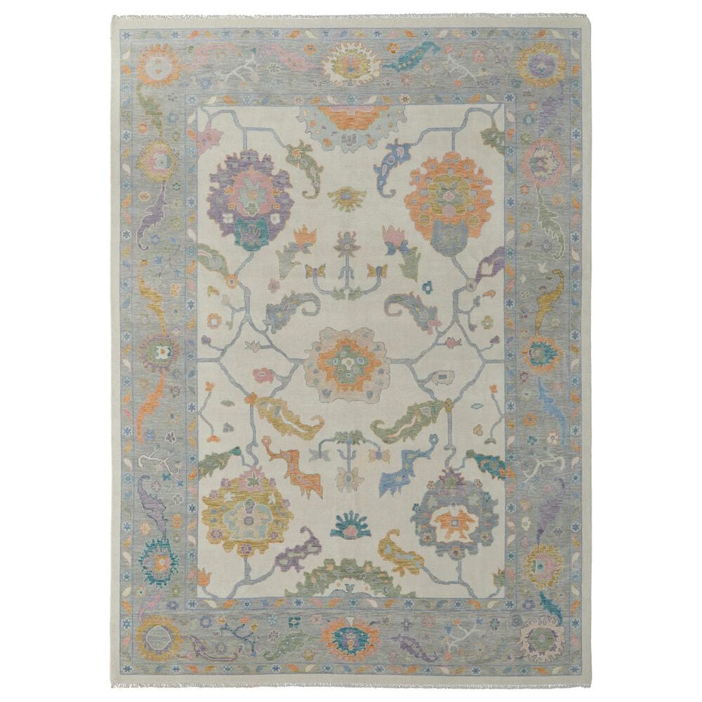 Feizy Karina 9"6" x 13"6" Ivory, Gray, Orange and Blue Area Rug, , large