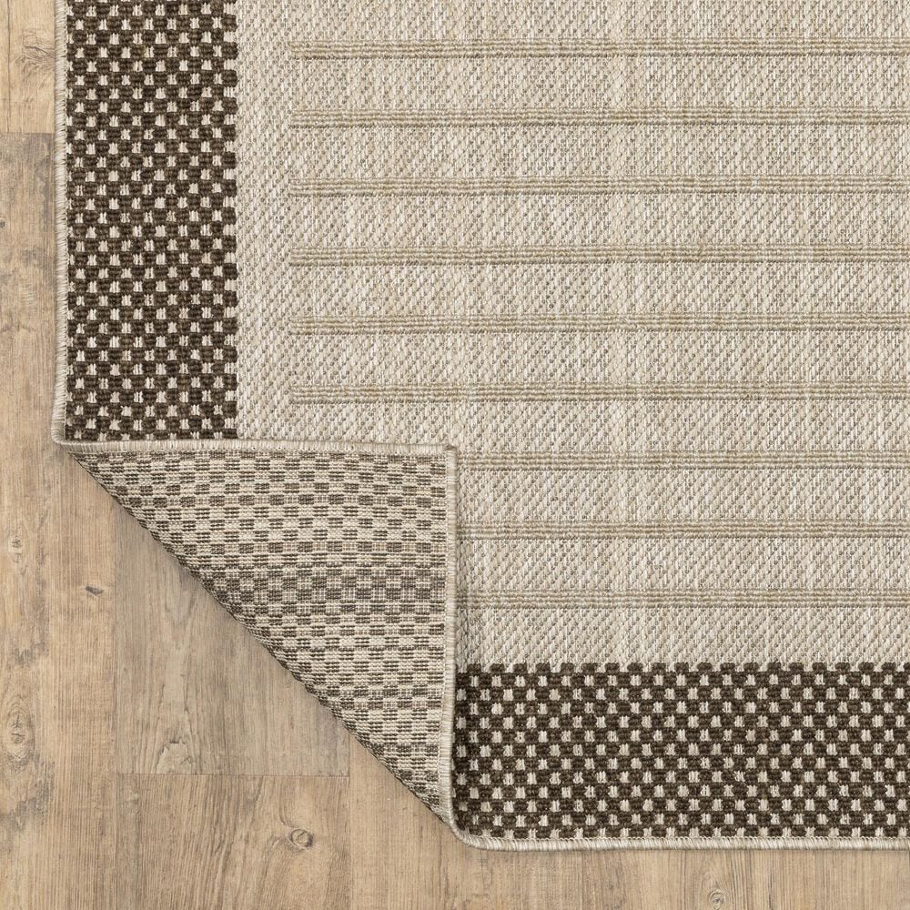 ROW by Oriental Weavers Zarina Striped Beige and Brown 3'3" x 5' Indoor/Outdoor Area Rug, , large