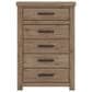 Ashley Oliandon King Panel Bed Dresser Chest and 2 Nightstands in Light Brown, , large
