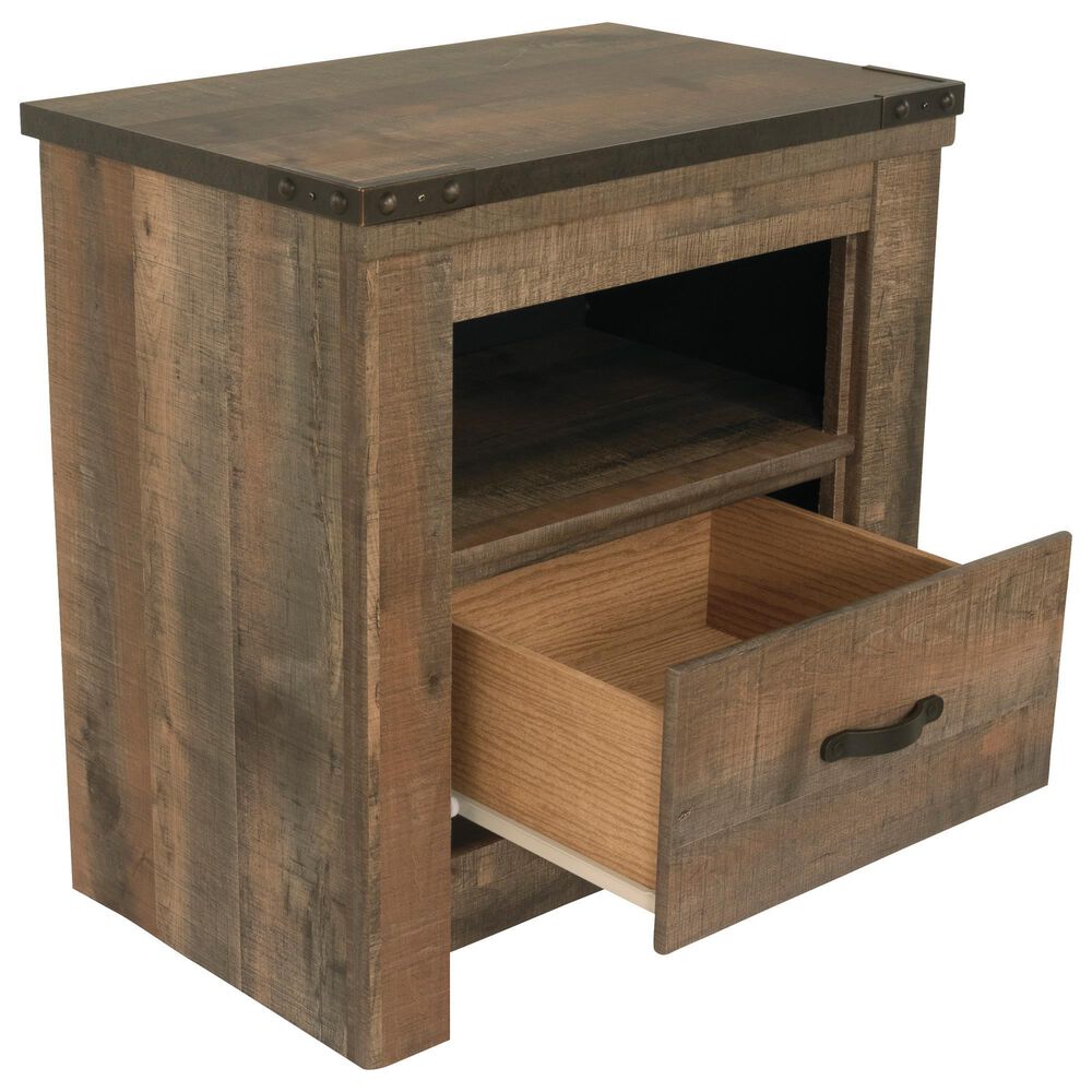 Ashley Trinell 1 Drawer Nightstand in Brown with 2 USB Type C Ports, , large