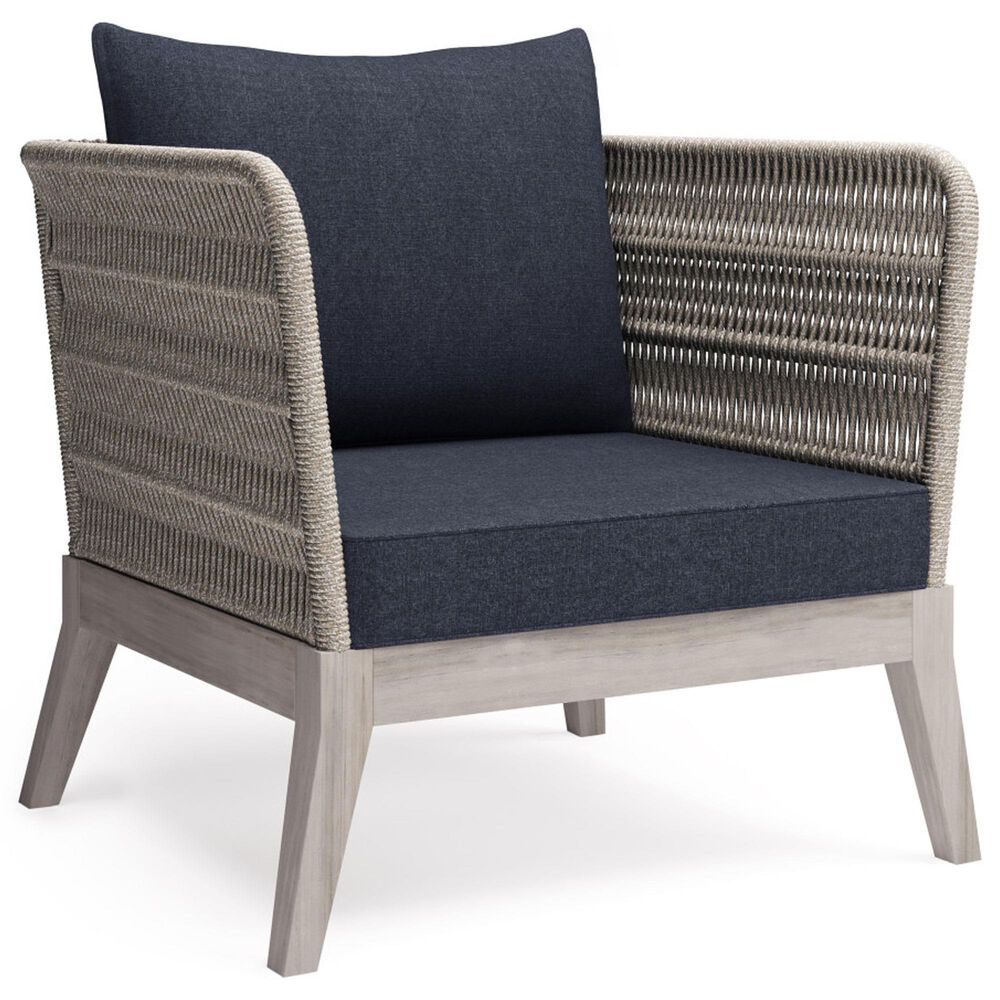 Hearth and Haven Santiago Outdoor Conversation Chair in Slate Grey, , large