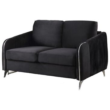 HOMLUX 54" Stationary Modern Loveseat with Quilted Cushions in Black Velvet, , large