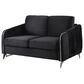HOMLUX 54" Stationary Modern Loveseat with Quilted Cushions in Black Velvet, , large