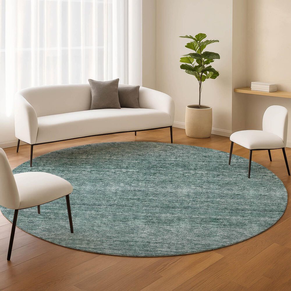 Dalyn Rug Company Soft Essentials Solid Teal 8' Round Indoor/Outdoor Area Rug, , large
