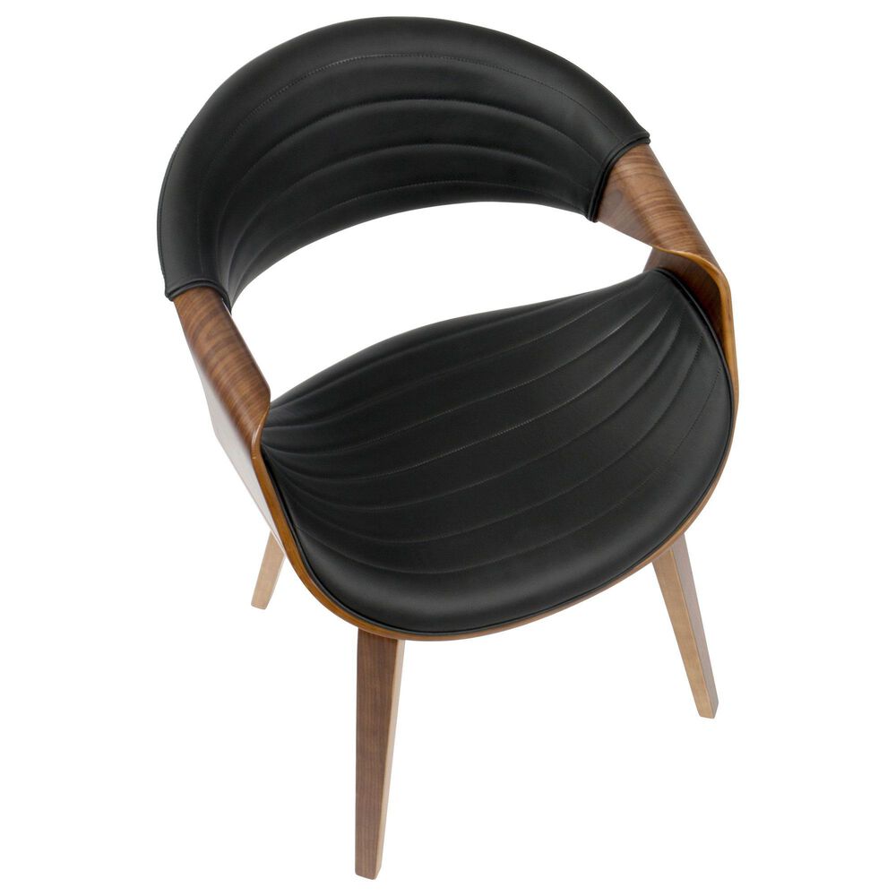 Lumisource Curvo Dining Chair in Black Faux Leather and Walnut Finish, , large