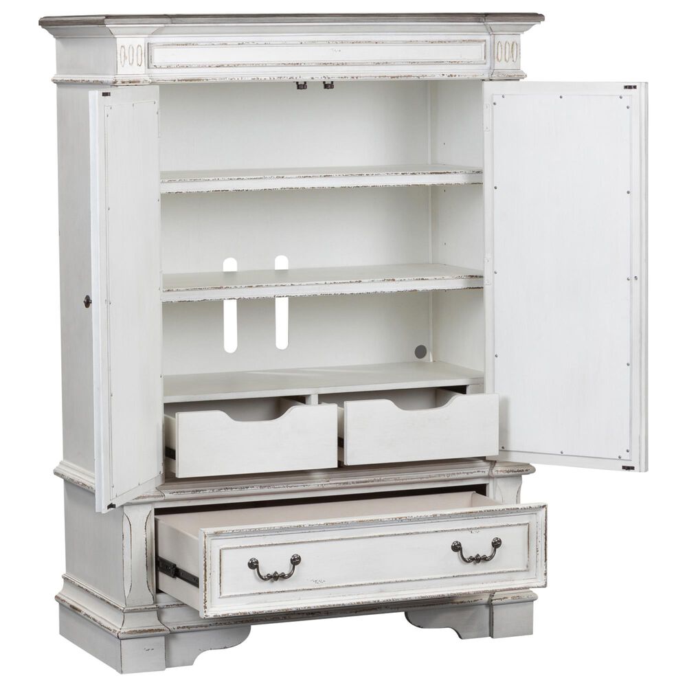 Belle Furnishings Abbey Park Mirrored Door Chest in White, , large
